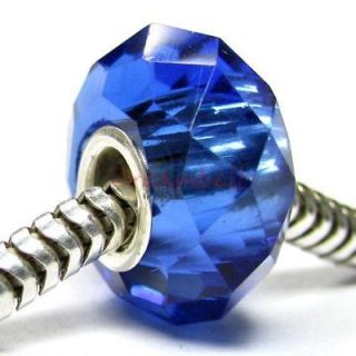 Silver BIRTHSTONE Sapphire Blue Crystal European Bead Charm September
