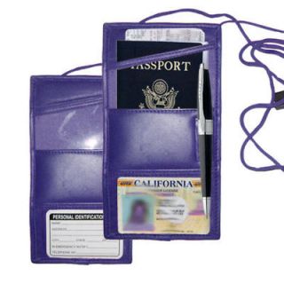 BLUE PASSPORT LEATHER ID CARD Pouch Thin Neck Holder