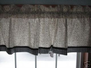 Black Small Flowers Toile Valance 17 X 81 Can Alter Curtain Window