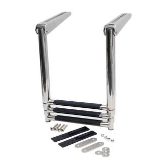 POLISHED STAINLESS 3 STEP TELESCOPING BOAT TOP MOUNT BOAT LADDER