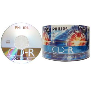 50) CDMRPHLB CD Recordable Discs Philips Logo Branded CD R 700mb CDR