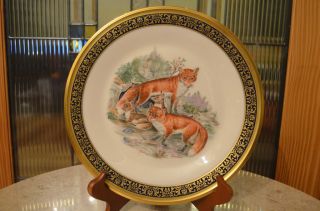 1974 RED FOXES Lenox Boehm Woodland Wildlife Plate Gold Trim Limited