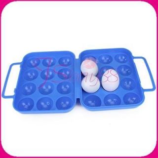 Blue Picnic Plastic Egg Carrier Holder Container Camping Travel