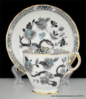 Tuscan Fine English Bone China Footed Tea Cup & Saucer Teal Black