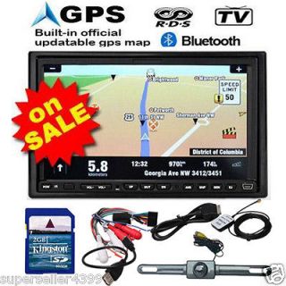 GPS SAT 7 In Dash LCD Car DVD CD Radio Player Ipod Bluetooth+Came ra
