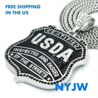 ICED OUT YOUNG JEEZY USDA TM103 SNOWMAN PENDANT W/ 36 FRANCO CHAIN #