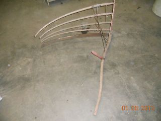 OLD ANTIQUE VINTAGE HAY STRAW GRASS SICKLE SYTHE WITH CATCHER FARM