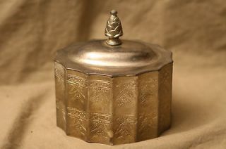 Vintage 90s GODINGER silver plate JEWELRY BOX Pineapple Handle 4x5