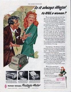 1953 Ad Pitney Bowes Postage meter Male Chauvinism vintage Print