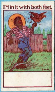 G4258 Black boy bitten by Chicken, Signed Crane, Foot in trap postcard