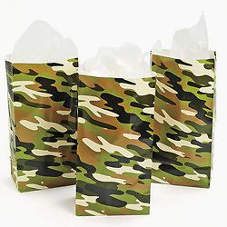 24 CAMOUFLAGE Paper BAGS wholesale party FREE SHIP