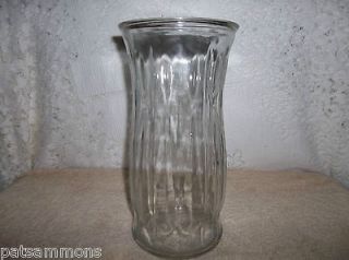 LARGE CLEAR GLASS VASE BY E.O. BRODY COMPANY RIBBED PATTERN # C973 15