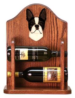 Boston Terrier Dog Breed Portrait Wine Racks Home Bar Decor. Wood