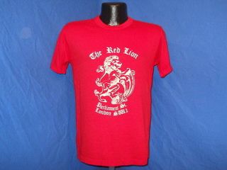 vintage 80S THE RED LION PARLIAMENT ST LONDON RED WHITE SOFT t shirt