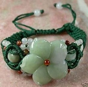 Charming Handicraft Jewelry Gray jade carve flower Adjustable bracelet