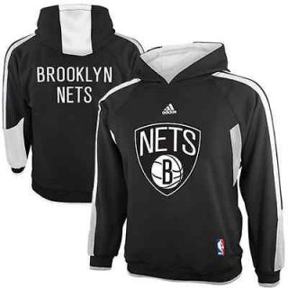 adidas Brooklyn Nets Youth On Court Pullover Hoodie   Black