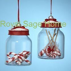 A0533 Set Of 2 Candy In Clear Glass 3 Inch Jar Candy Set Christmas