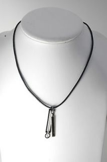 NEW SWANK SILVER & GUNMETAL DOUBLE 2 PENDANT MENS LEATHER CORD
