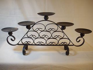 Iron Antiqued Scroll Candelabar Fireplace Insert Candle Centerpeice