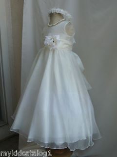 IVORY / IVORY WEDDING BRIDAL ORGANZA CRYSTAL KIDS FLOWER GIRL DRESS