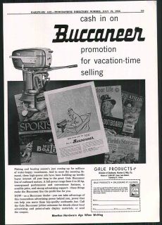 1956 ad Buccaneer 3   25 HP Outboard Motors ORIGINAL ADVERTISING