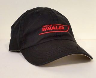 Boston Whaler Hat Baseball Cap Black w/ Tan Bottom, Red Logo