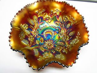 Newly listed Northwood 9 Amethyst Good Luck Ruffled Bowl Outstanding