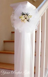 WHITE TULLE NET WEDDING PEW BOWS BRIDAL DECOARTION