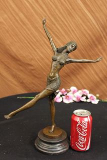 Stunning Bronze Art Deco Dancing Lady Signed Chiparus Figurine