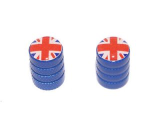 Great Britain Flag   British Motorcycle Bicycle Valve Stem Caps   Blue