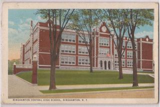 New York Postcard Central High School Building w/ 1939 Postmark