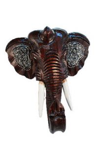 Elephant Trunk Tusk Relief Wall Decor Hand Carved Art