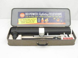 GREAT VINTAGE GILBERT COLLECTIBLE 80 POWER TELESCOPE WITH CASE 1950s