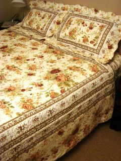 quilted reversible bedspread victorian antique rose 2 sizes includes