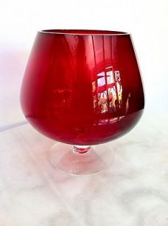 Vintage Retro SWEDISH ART GLASS 14CM RUBY RED BRANDY VASE   NEAR MINT