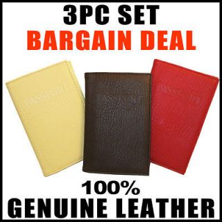 GENUINE LEATHER PASSPORT COVERS HOLDER WALLET CASE TRAVEL RED BOWN