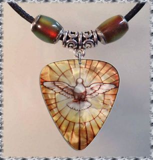 MOOD St. Peters Dove GUITAR PICK NECKLACE Tibetan Silver Leather
