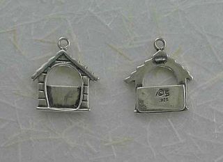 Sterling Silver Dog House Photo Frame Charm, New