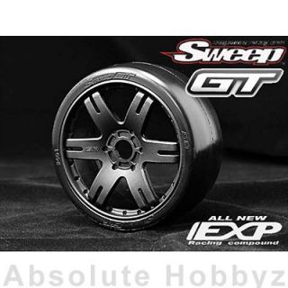 Sweep Racing 1/8 GT Belted Slick EXP 50 Deg Pre Glued (Black 6 Spoke
