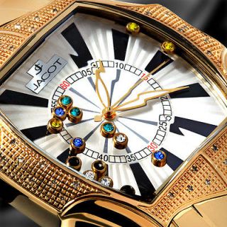 Jacot Swiss Made Diamond Series Gold White Mens Timepiece Swarovski