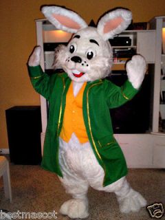New professional Adult white easter bunny with jacket Mascot Costume