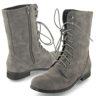 LADIES MILITARY LACES COMBAT WOMENS BIKER ARMY ZIP WORKER BOOTS SIZE 3