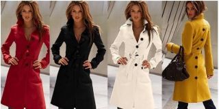 Womens Long Coat Wool Cashmere Blend Trench Coat Outwear Long Jacket