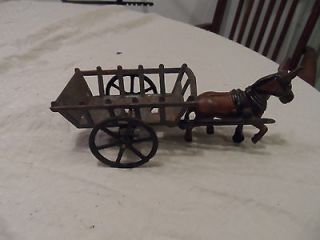 Antique Cast Iron Donkey Drawn Cart wagon vintage old metal
