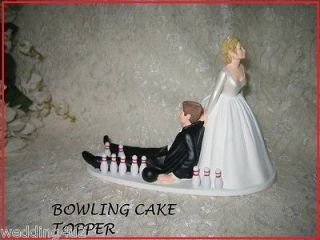 HUMOROUS WEDDING BOWLING BOWL BRIDE GROOM CAKE TOPPER