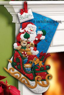 Bucilla Santa & His Sleigh ~ 18 Felt Christmas Stocking Kit #86359