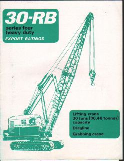Ruston Bucyrus 30 RB Dragline Crane Brochure Leaflet