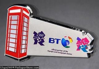 PINS BADGE 2012 LONDON ENGLAND UK BT SPONSOR TELEPHONE TELE BOOTH