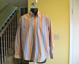Nice Bugatchi Uomo Multi Color Stripe Shirt Contrast Flip Cuffs M