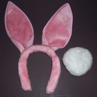 Bunny Rabbit Ears & Tail Set White Costume Headband Easter Halloween